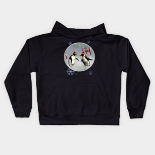 Funny penguin in a winter landscape Kids Hoodie